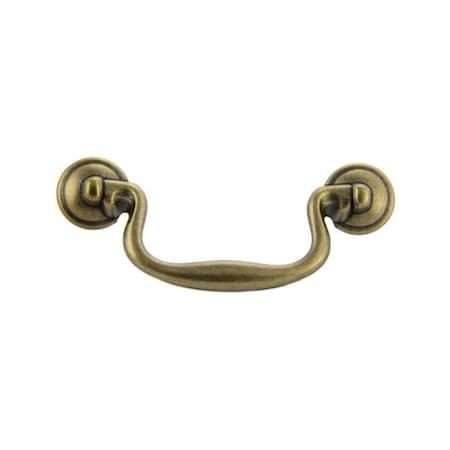 Crown 5-1/8" Fixed Bail Cabinet Pull with 4" Center to Center Antique Brass Machined Finish CHP88ABM